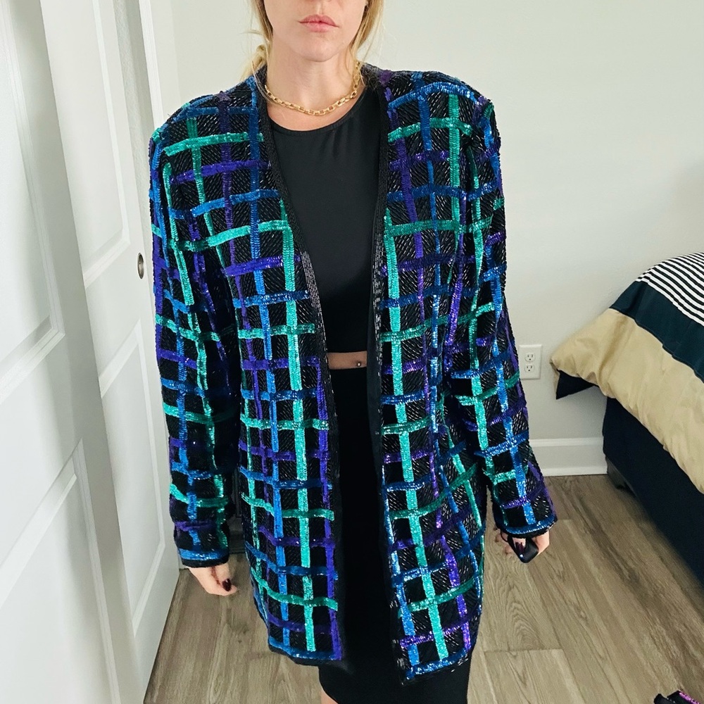 Niteline Black and Blue Sequin Blazer